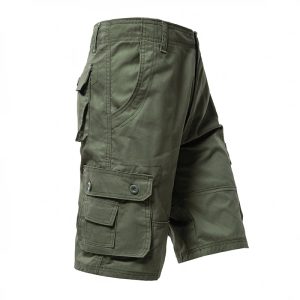 Bermuda de travail homme style cargo en coton kaki
