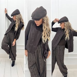 Gilet sans manches marron similicuir