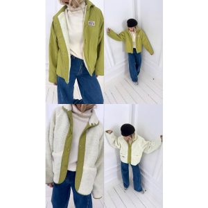 Veste effet mouton réversible vert pistache