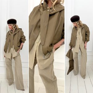 Veste kaki similicuir capuche