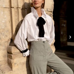 Blouse “ELEONORE” blanche col noeud