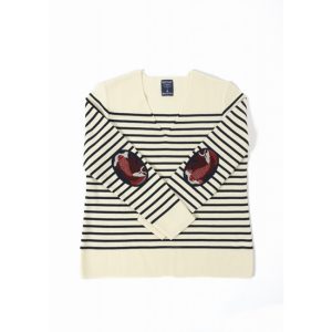Pull Marin Rayé Carpe col V