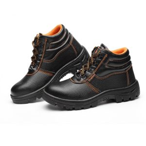 Chaussures de sécurité étanches noires à lacets oranges