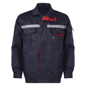 Veste de travail bleue avec bande réfléchissante pour homme